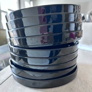 Crate & Barrel Set/9 Stacks Melamine Salad Plate Black Dinnerware CB2 Outdoor